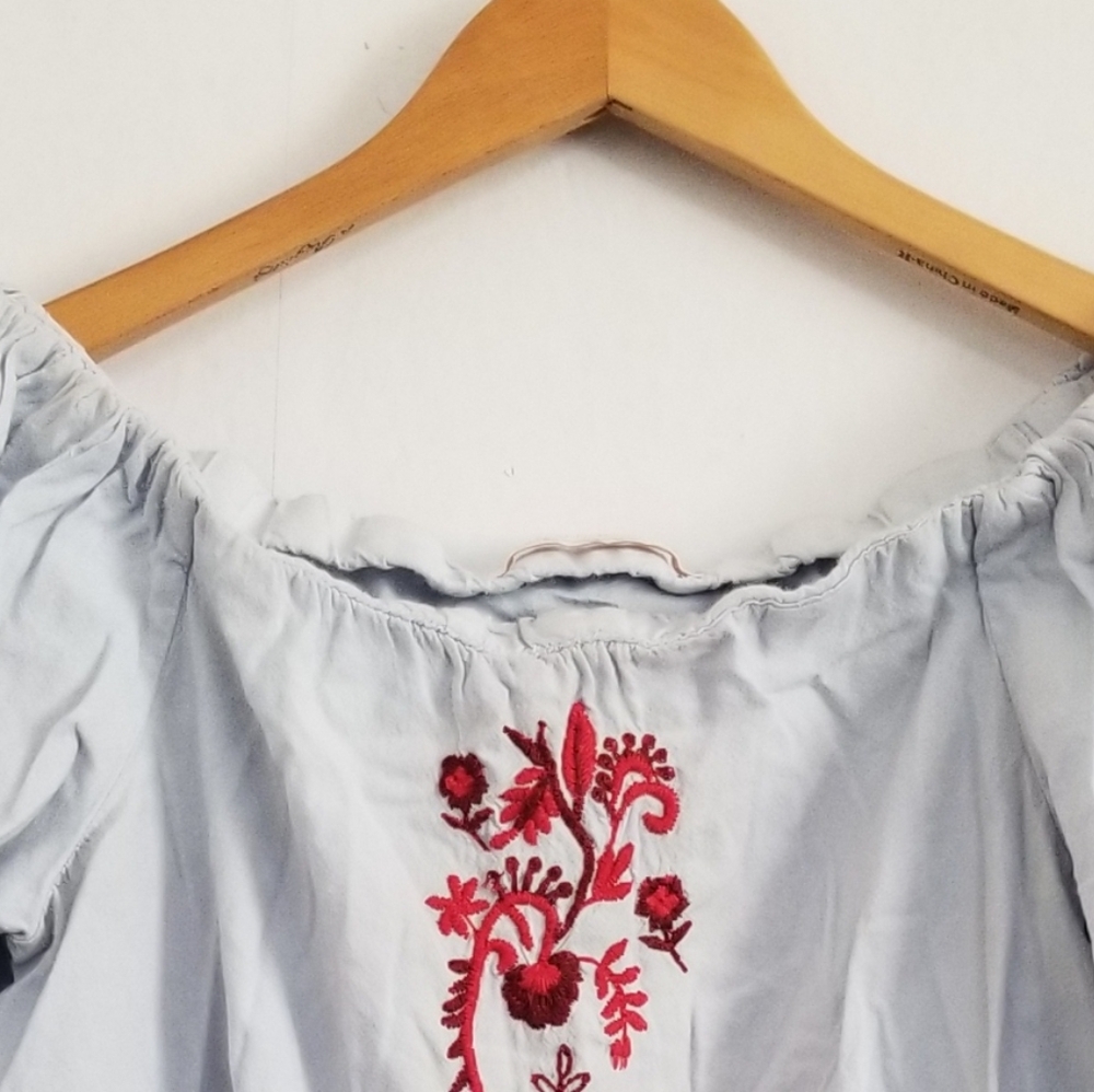 Zara Trafaluc Collection Boho Embroidered Blouse Size Large - Picture 3 of 5
